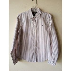 Ralph Lauren Boy's S Red/White/Blue Striped Long Sleeve Button Up Preppy Collar